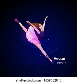 Vector silhouette of a girl dancing in ballet. 