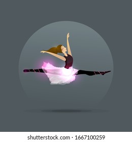 Vector silhouette of a girl dancing in ballet. Plastic and acrobatics.