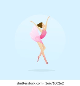 Vector silhouette of a girl dancing in ballet. Plastic and acrobatics.