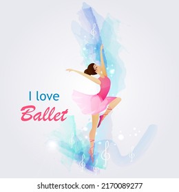 Vector silhouette of a girl dancing in ballet. Plastic and acrobatics.