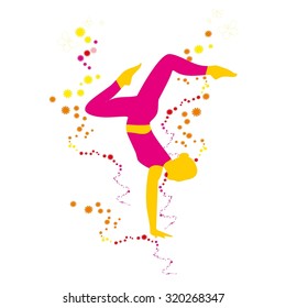 Vector silhouette girl dancing. Girls dancing jazz modern dance.