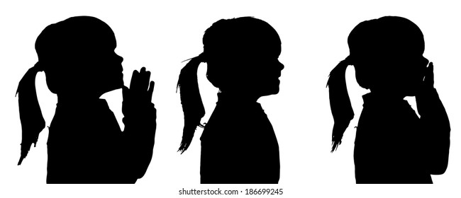 Vector silhouette of girl in different situations.