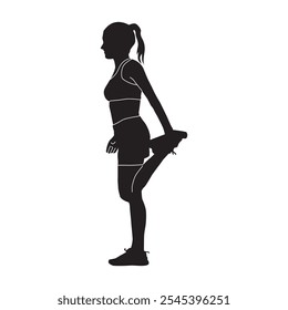 Vector silhouette of a girl doing aerobic exercise icon vector, fitness woman training, abs workout