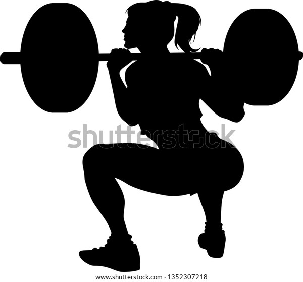 Download Vector Silhouette Girl Doing Squats Stock Vector (Royalty Free) 1352307218