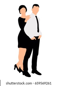 Vector silhouette of a girl and a guy