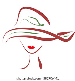 vector silhouette of a girl in a hat