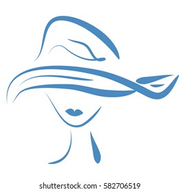 vector silhouette of a girl in a hat