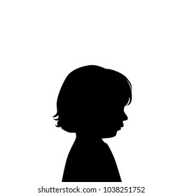 
Vector Silhouette Girl Head, Child Profile, Black Color, Isolated On White Background
