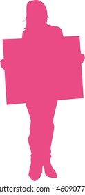 Vector silhouette of a Girl holding a board