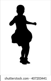 Vector Silhouette of girl jumping up