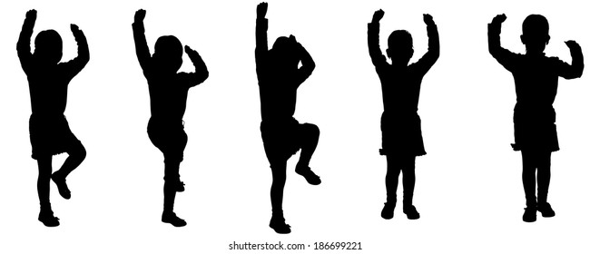 Vector silhouette of girl on a white background.