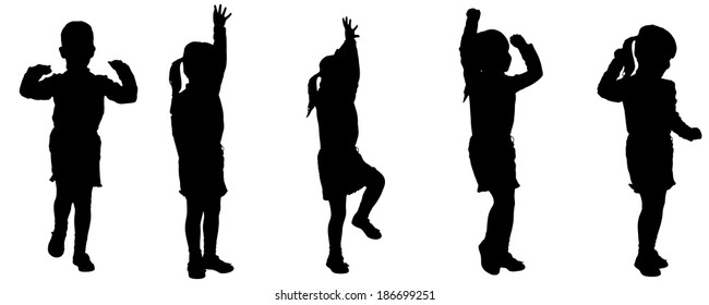 Vector silhouette of girl on a white background.