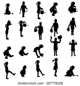 Vector silhouette of girl on a white background.