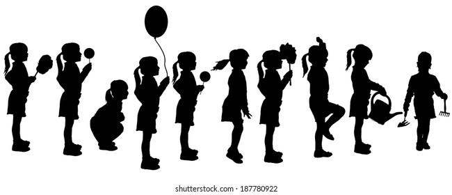 Vector silhouette of girl on a white background.