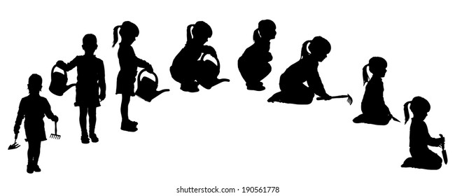 Vector silhouette of girl on a white background.