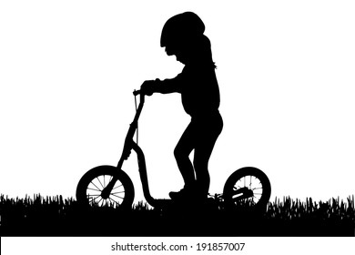 Vector silhouette of girl on a white background. 