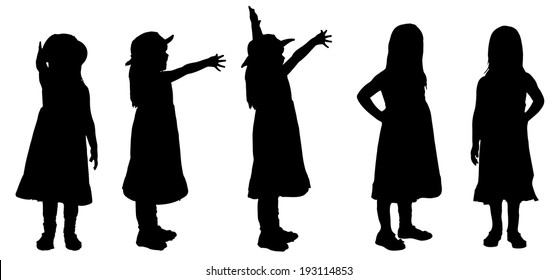 Vector silhouette of girl on a white background.