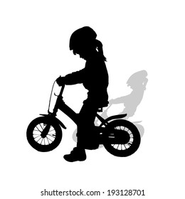 Vector silhouette of girl on a white background.