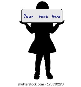 Vector silhouette of girl on a white background.