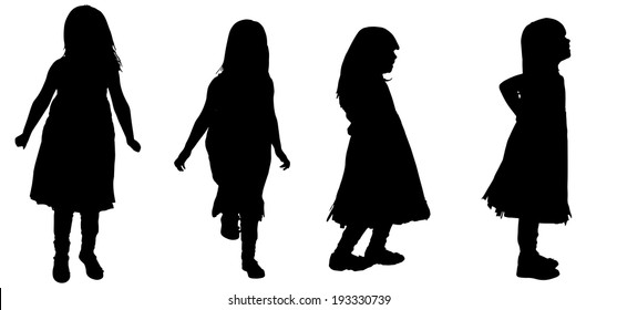 Vector silhouette of girl on a white background.