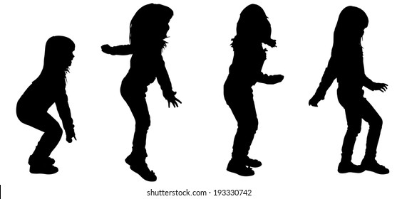 Vector silhouette of girl on a white background.