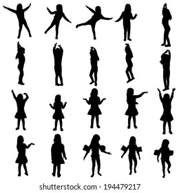 Vector silhouette of girl on a white background.