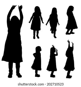 Vector silhouette of girl on a white background.