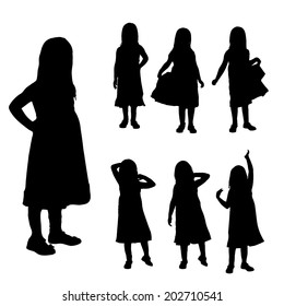 Vector silhouette of girl on a white background.