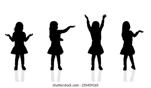 Vector silhouette of a girl on a white background.