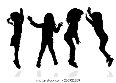 Vector silhouette of a girl on a white background.