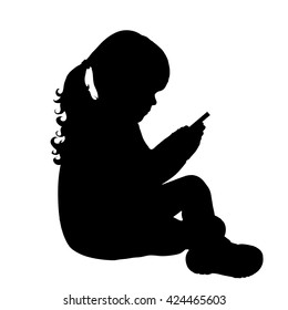 Vector silhouette of girl on white background.