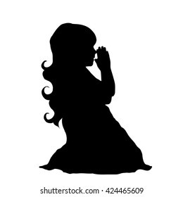 Vector silhouette of girl on white background.