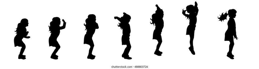 Vector silhouette of girl on white background.