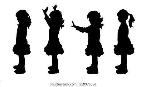 Vector silhouette of girl on white background.