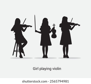 vector silhouette of a girl playing a violin