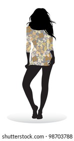 Vector silhouette of a girl posing