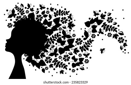 Vector Silhouette Girl Profile Stock Vector (Royalty Free) 235823329 ...