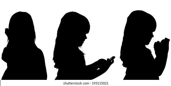 Vector silhouette of the girl in profile on a white background.