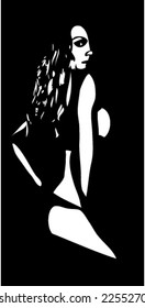 Vector Silhouette Girl in Shadows