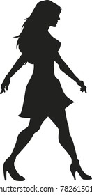 Vector silhouette of a girl walking