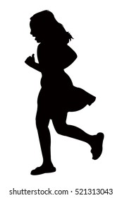 Vector silhouette of a girl while running
