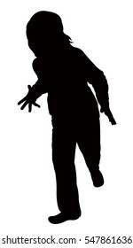 Vector silhouette of a girl while running