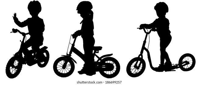 Vector silhouette of a girl who rides a bike.