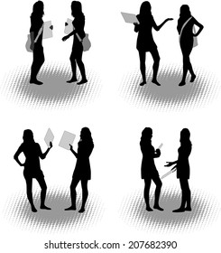 Vector silhouette girls 