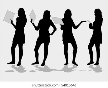 Vector silhouette girls