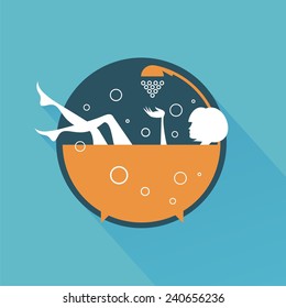 Vector silhouette: girls in the bath.