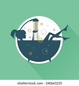 Vector silhouette: girls in the bath.