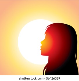 vector silhouette of girl's face