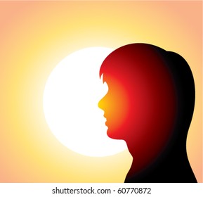 vector silhouette of girl's face