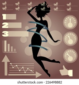 Vector silhouette girls and statistics
